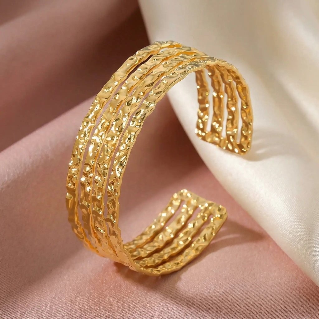 Aura Gold Βραχιόλι Βέργα | 18K Σφυρήλατο Ατσάλι - Mirva Creations