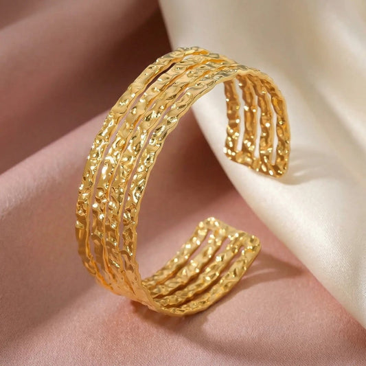 Aura Gold Βραχιόλι Βέργα | 18K Σφυρήλατο Ατσάλι - Mirva Creations