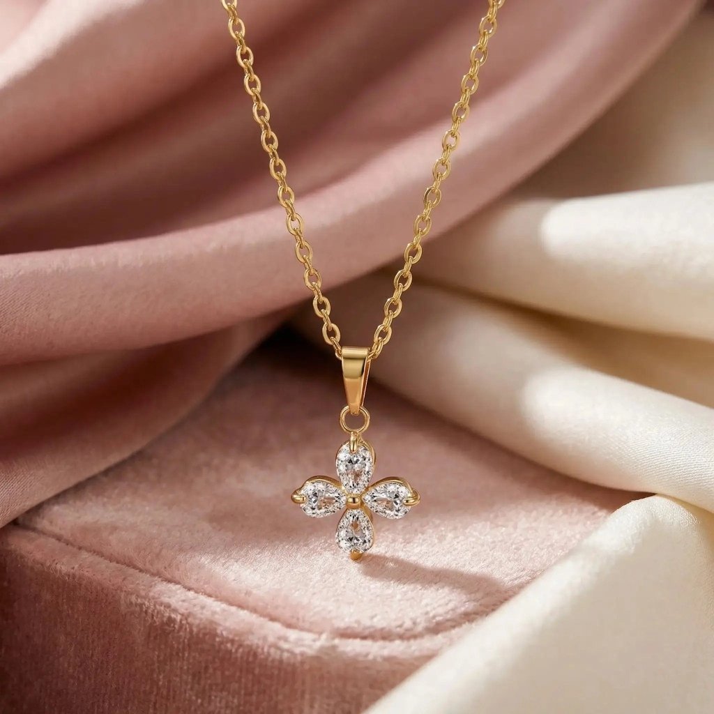 Dalmatian Luxe Necklace | 18K Χρυσό Λευκά Ζιργκόν Ατσάλι 316L - Mirva Creations