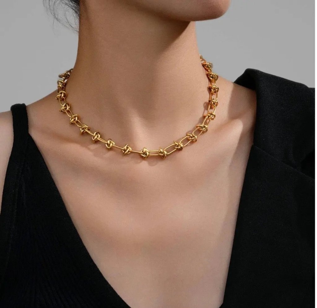 Knotted Chain Κολιέ | Ατσάλι 316L Επιχρυσωμένο 18 Καράτια - Mirva Creations