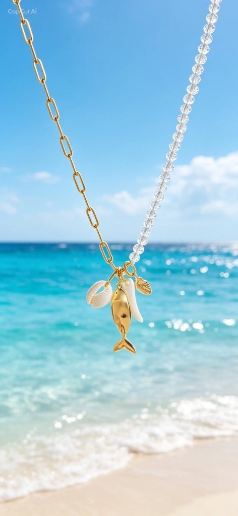 Κολιέ Καλοκαιρινό "Ocean Charms" – Ατσάλι 316L Επίχρυσο - Mirva Creations