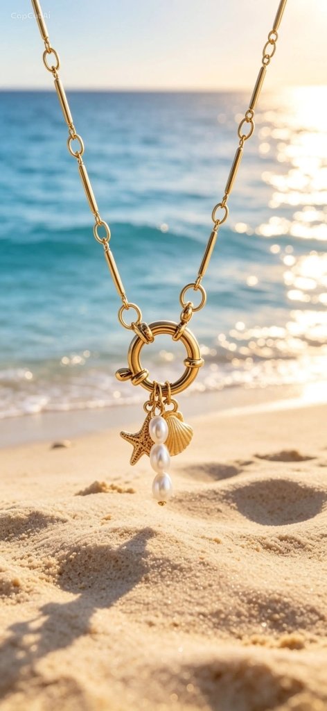 Κολιέ Καλοκαιρινό "Sea Charms" – Ατσάλι 316L Επίχρυσο - Mirva Creations