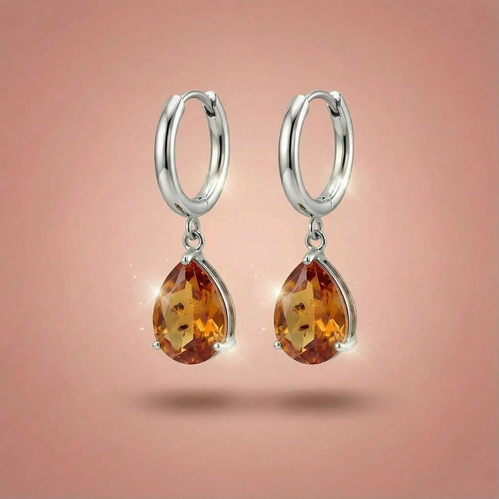 Romantic Drop Σκουλαρίκια Κρίκοι Μελί Ασημί| Ατσάλι 316L - Mirva Creations
