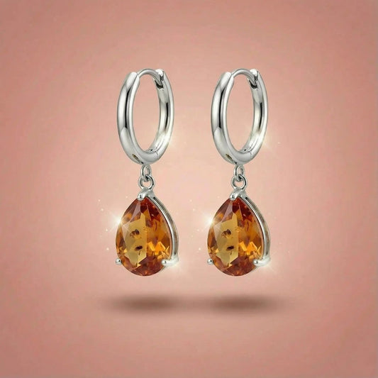 Romantic Drop Σκουλαρίκια Κρίκοι Μελί Ασημί| Ατσάλι 316L - Mirva Creations