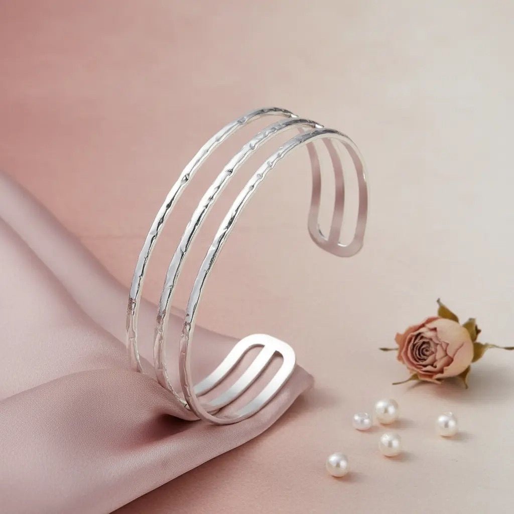 Trinity Silver Glow Βραχιόλια Βέργες | Τριπλό Πλατίνα - Mirva Creations